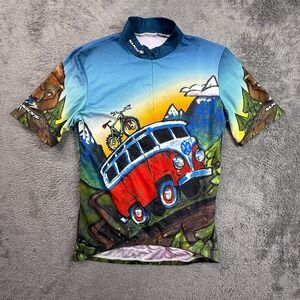 Sugoi Men's M Cycling Jersey Volkswagen VW Bus Grizzly Bear Art Short Sleeve